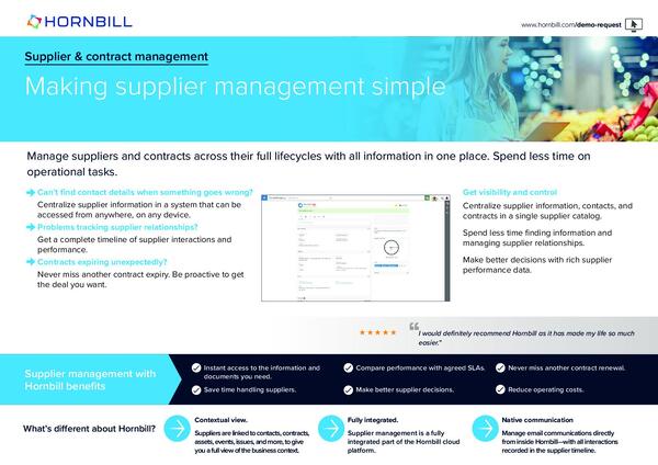 Supplier and contract management